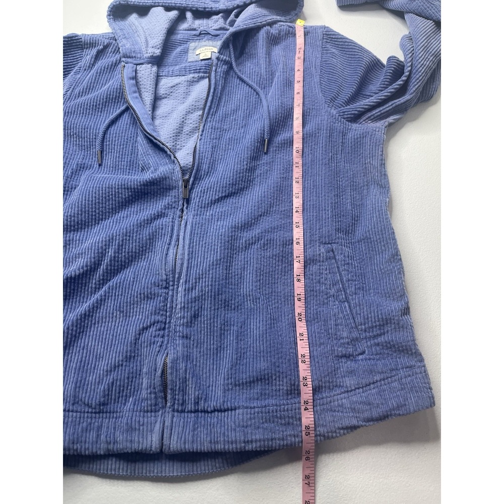 LL Bean Comfort Corduroy Relaxed Shirt Hoodie Women Large Full Zip Larkspur Blue - Picture 6 of 8